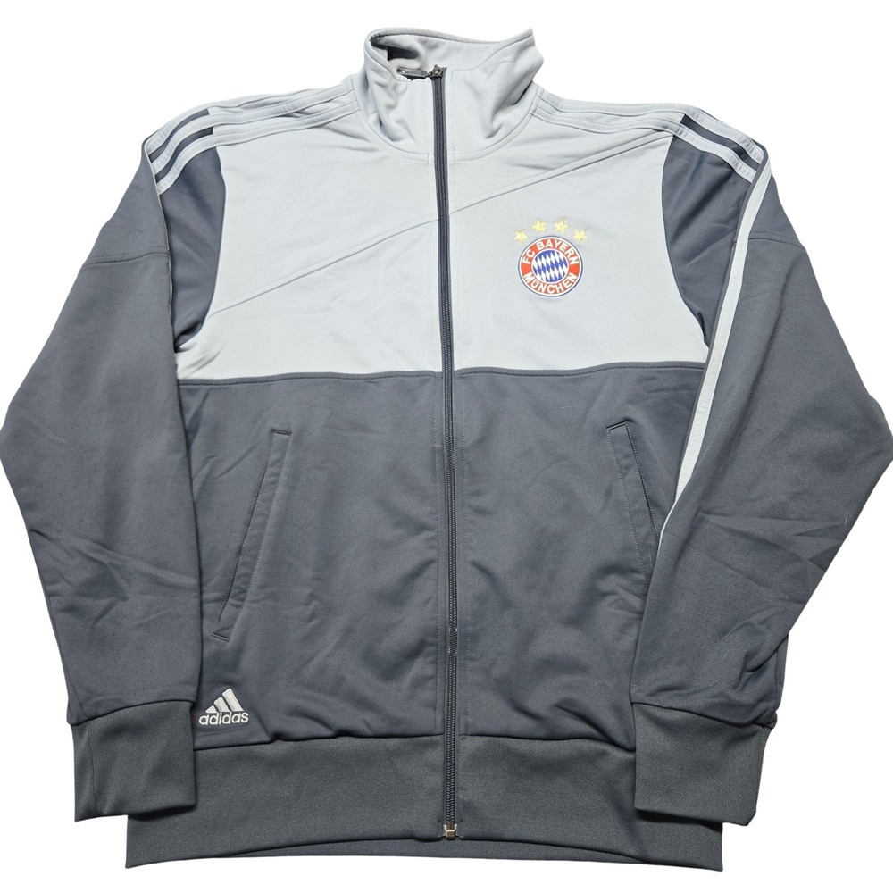 Adidas Track Jacket Mens M Gray FC Bayern Munchen Full Zip Soccer Training